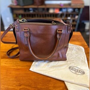 Fossil leather satchel with dust bag